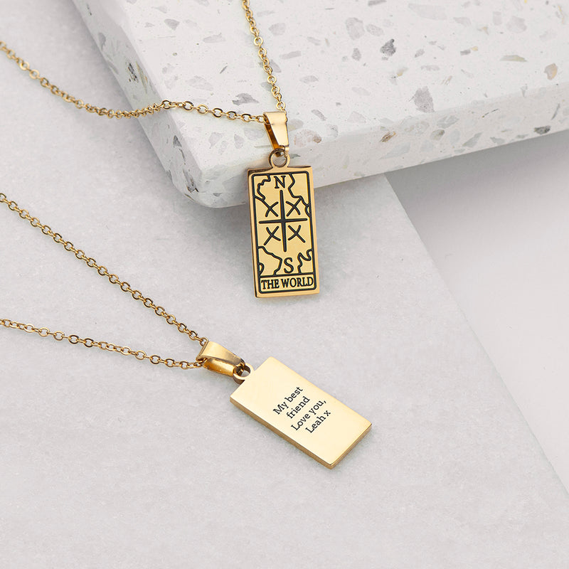 Personalised World Tarot Card Necklace