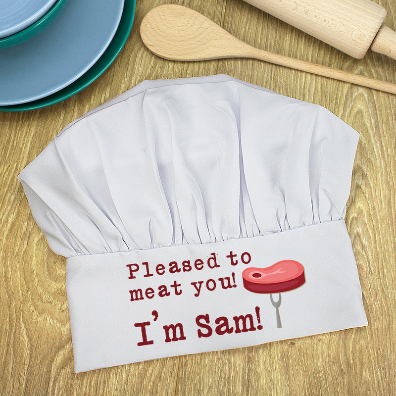 Personalised Pleased To Meat You Chef Hat