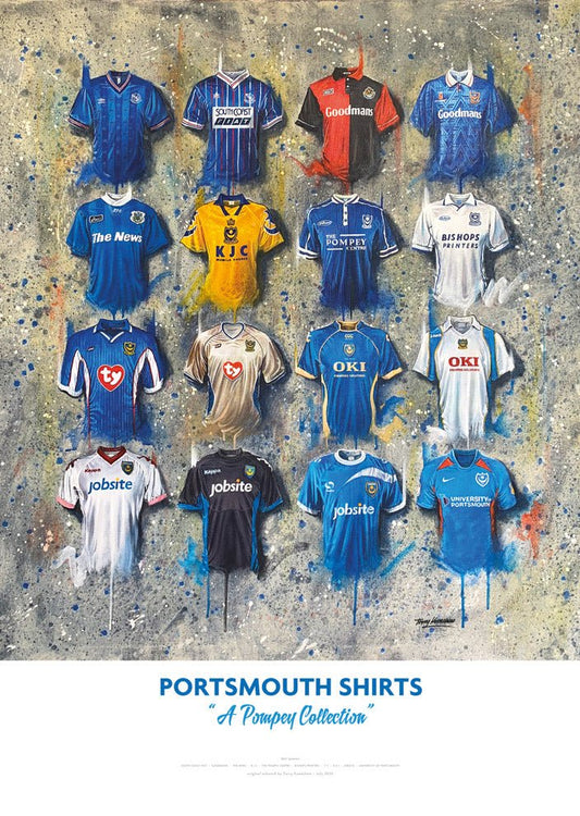 Portsmouth FC Shirts - A2 Signed Limited Edition Prints collectible from Terry Kneeshaw Art