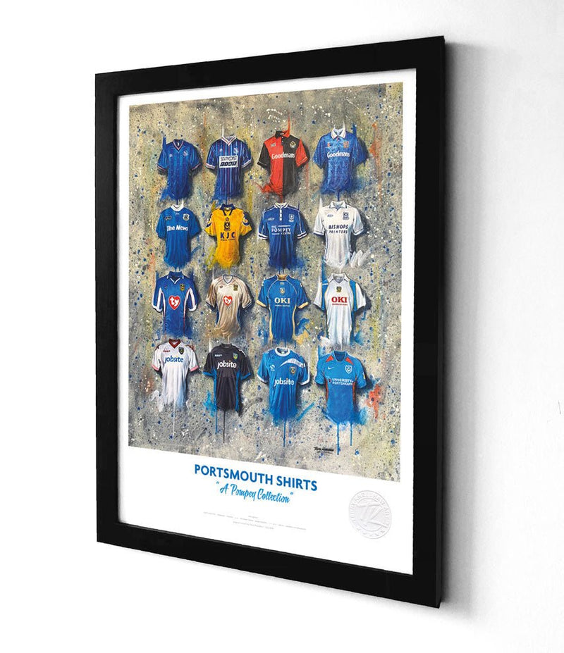 Portsmouth FC Shirts A3 collectible from Terry Kneeshaw Art