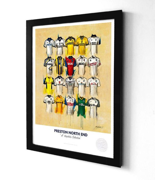 Preston North End FC Shirts A3 collectible from Terry Kneeshaw Art