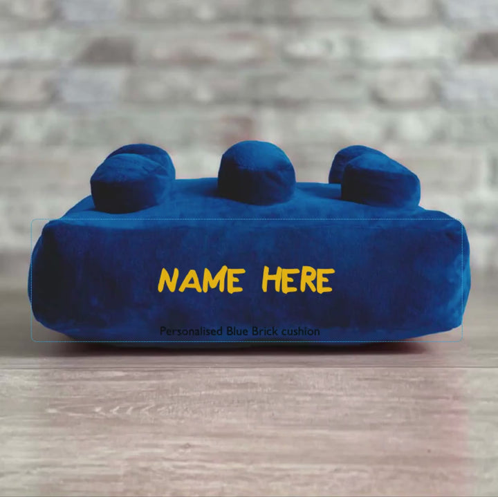 Blue Retro Building Brick Cushion (Personalisable)