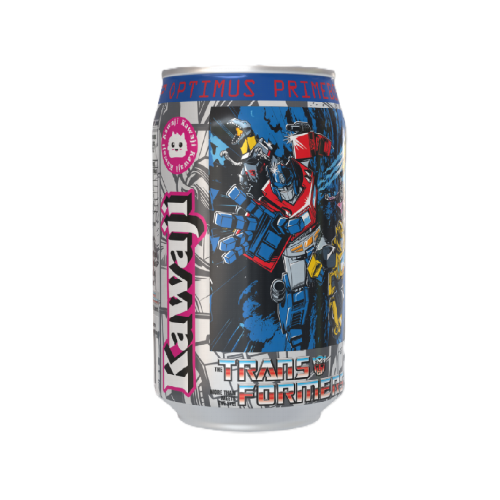 Transformers Optimus Primeberry - Strawberry Flavour Soda Can 330ml Standard, close-up detail