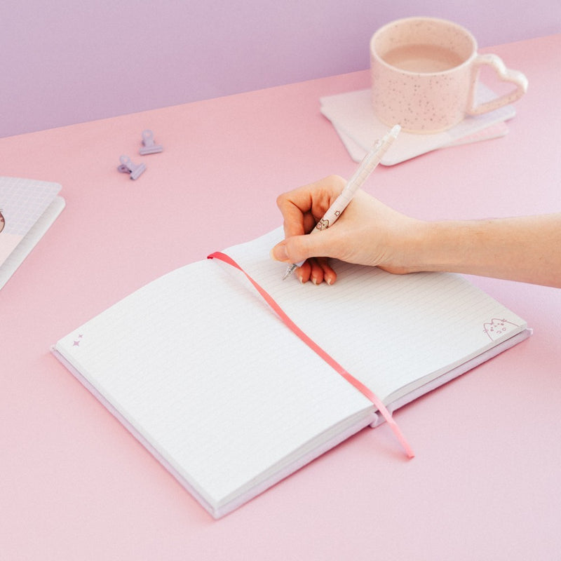 Pusheen Moments Premium A5 Plush Cover Notebook close up detail