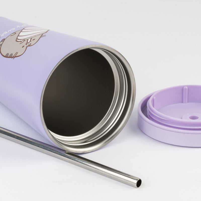 Pusheen Moments Steel Tumbler with Straw side angle
