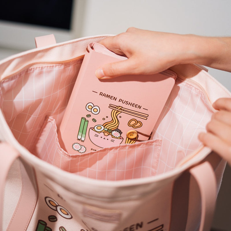 Pusheen Sushi Roll Premium Cotton Shoulder Bag side angle