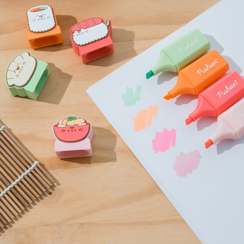 Pusheen Sushi Roll Set of 4 Highlighters with Toppers packaging view