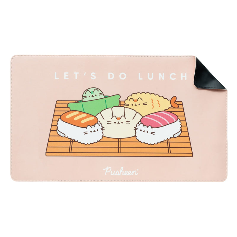 Pusheen Sushi Roll XL Vegan Leather Desk Mat alternate view