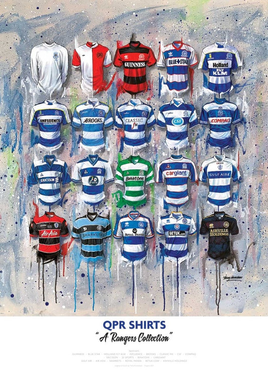 QPR FC Shirts - A2 Signed Limited Edition Prints collectible from Terry Kneeshaw Art