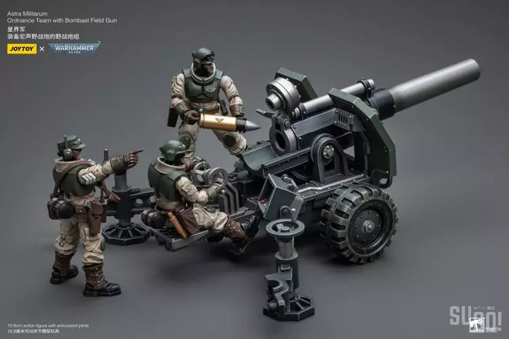 JoyToy Astra Militarum Ordnance Team with Bombast Field Gun Warhammer 40K 1/18 Scale Action Figure Set