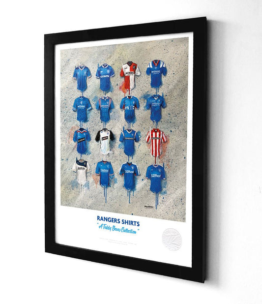 Rangers FC Shirts A3 collectible from Terry Kneeshaw Art