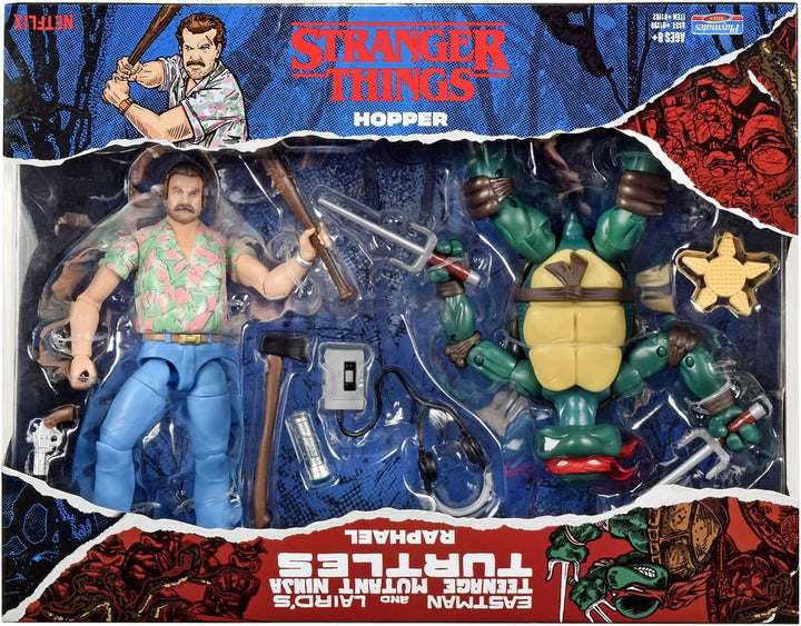 Teenage Mutant Ninja Turtles vs Stranger Things  Raphael & Hopper Figure Set