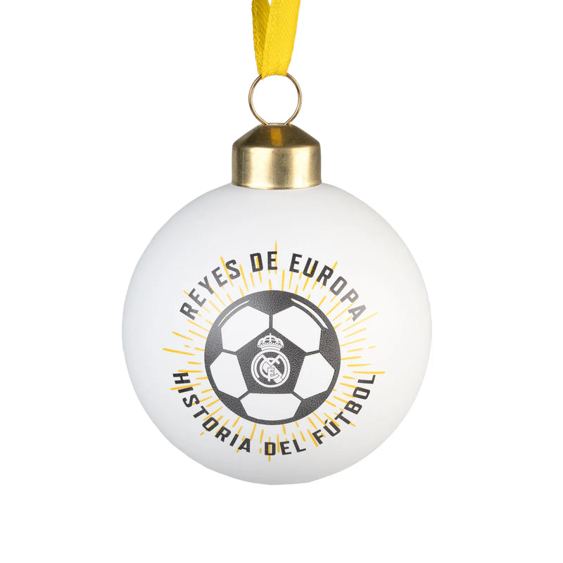 Real Madrid Set of 4 Glass Christmas Baubles 6.5 cm side angle