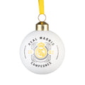 Real Madrid Set of 4 Glass Christmas Baubles 6.5 cm close up detail