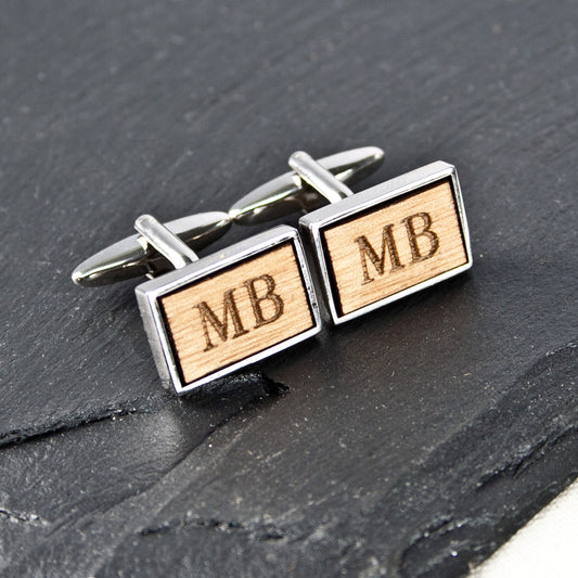 Personalised Rectangle Wooden Cufflinks