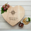 Personalised Romantic Compass Heart Cheese Board