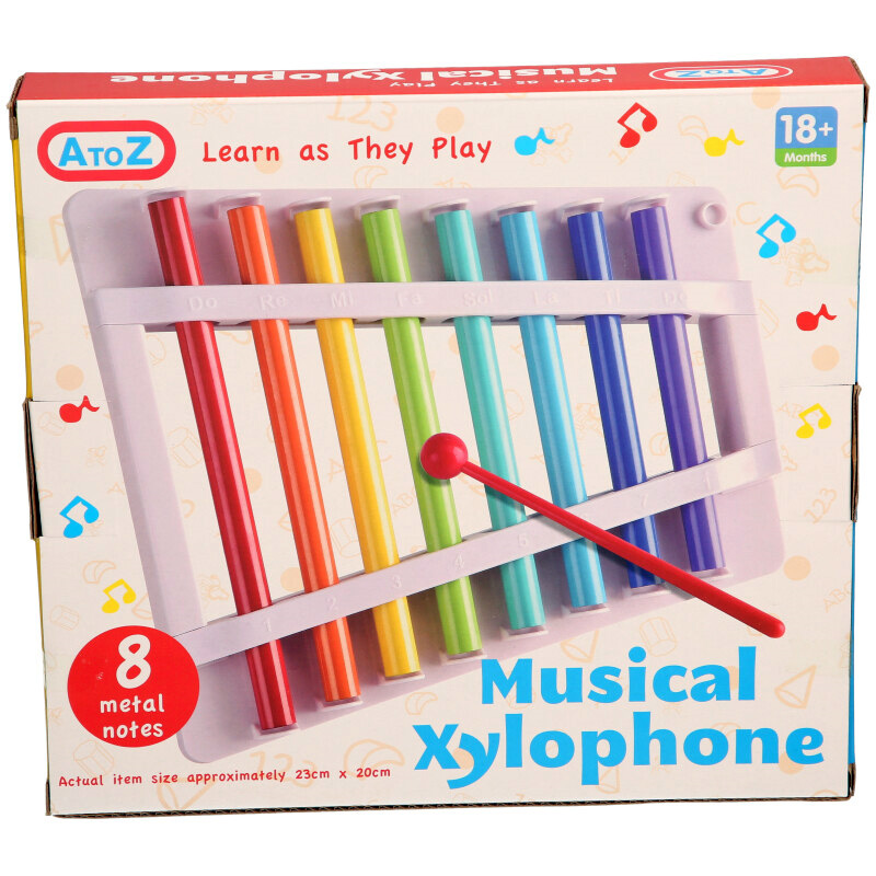 AtoZ Kids Xylophone Glockenspiel Musical Toy Xmas Gift with Mallet, side angle