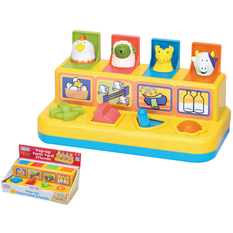 Pop Up Farmyard Friends – Colour Match Activity Toy with Chick, Lamb, Horse & Cow | 18m+, side angle