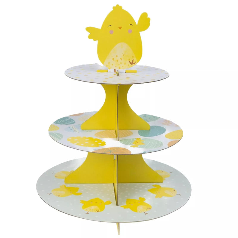 Easter 3 Tier Egg Cupcake Stand with Chick Topper collectible from hanrattycraftsgifts.co.uk
