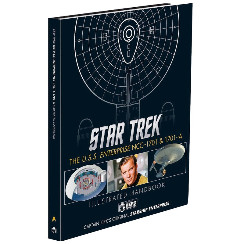 U.S.S. Enterprise NCC-1701 & 1701-A Handbook & Diecast Ship (Eaglemoss / Star Trek), side angle
