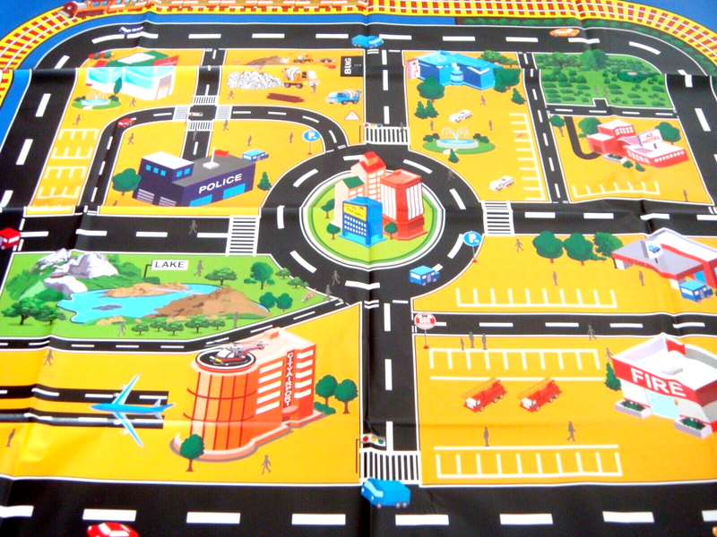 Giant City Playmat Road Train Layout Car Mat Boys Toy Playmat Kids City Playmat, side angle