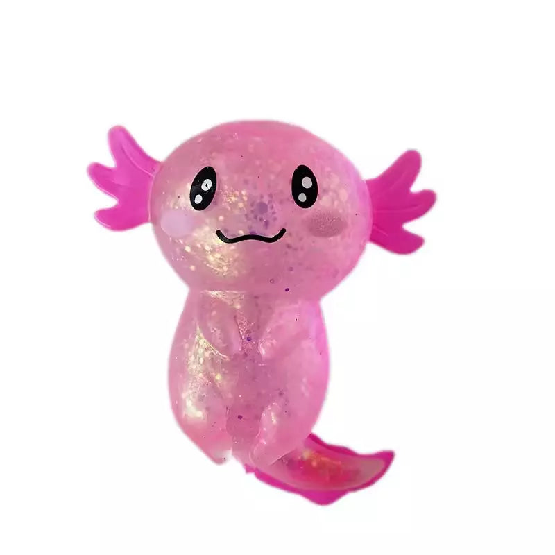 Axolotl Glitter Squishies Stress Fidget Toy, close-up detail