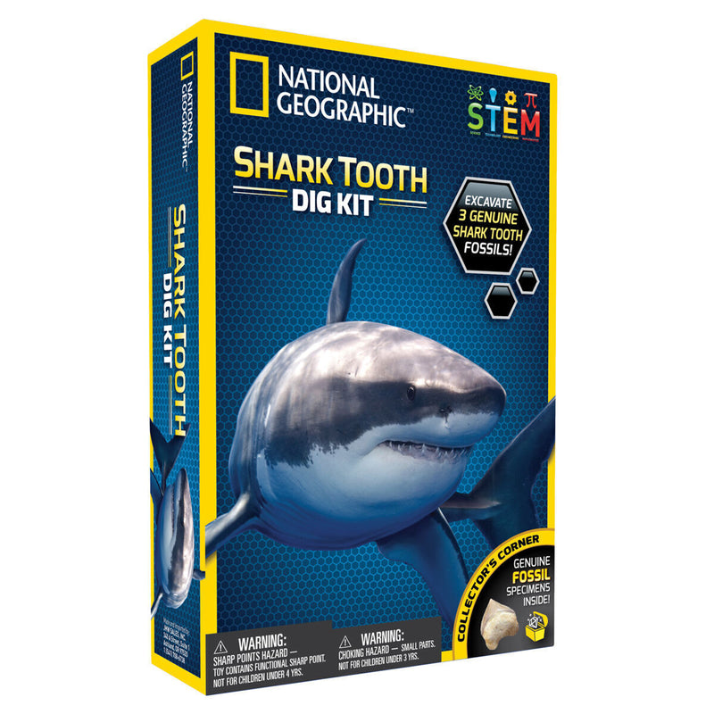 National Geographic Shark Tooth Dig Kit STEM Educational Activity Kit Brand New, packaging shot