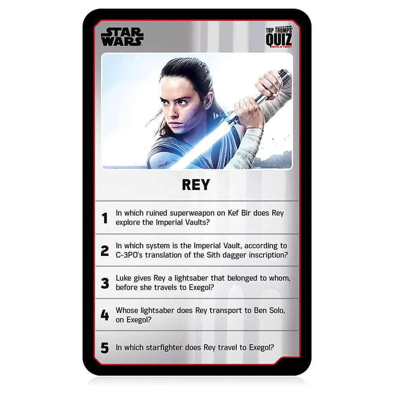 Top Trumps Quiz Star Wars 500 Questions The Skywalker Saga Twist Kids Game, packaging shot