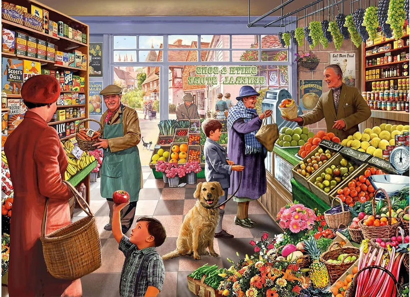 YE OLDE GREENGROCER SHOP 1000PC PUZZLE, side angle