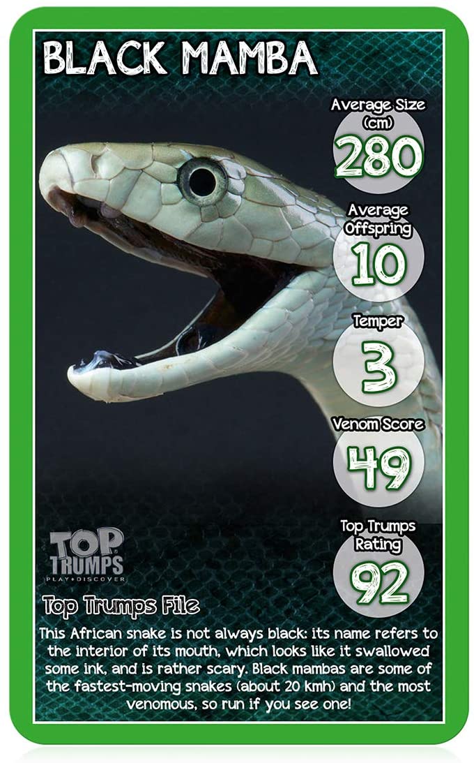 Top Trumps Classics Snakes Card Game