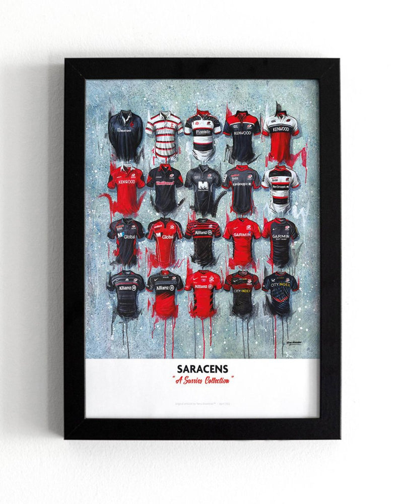 Saracens FC Shirts - A2 Signed Limited Edition Prints, alternate view