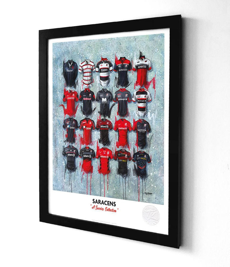 Saracens Shirts A3 collectible from Terry Kneeshaw Art