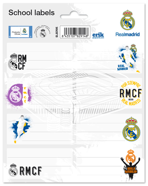 Real Madrid Glossy Self-Adhesive Labels Pack of 16