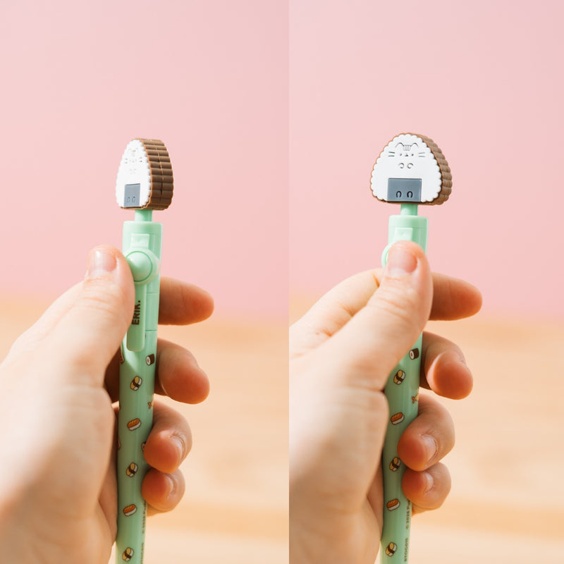 Set of 20 Pusheen Sushi Roll Rotating Topper Pens close up detail