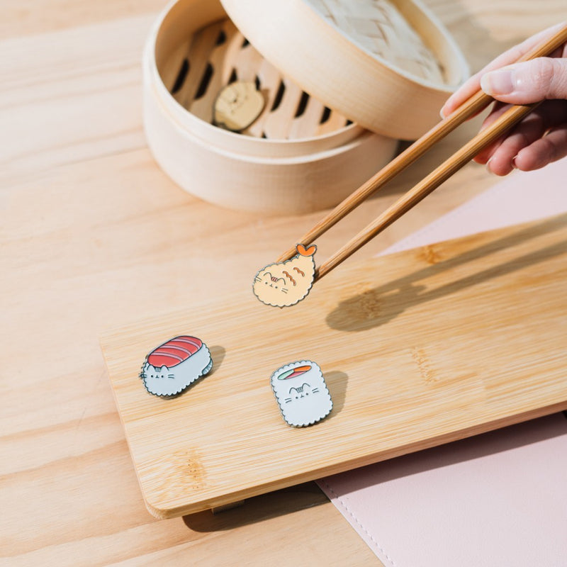Pusheen Sushi Roll Set of 4 Enamel Pins side angle