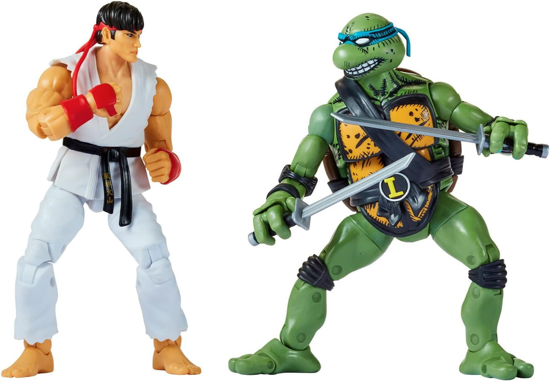 Teenage Mutant Ninja Turtles vs Street Fighter Leonardo & Ryu Figure Set