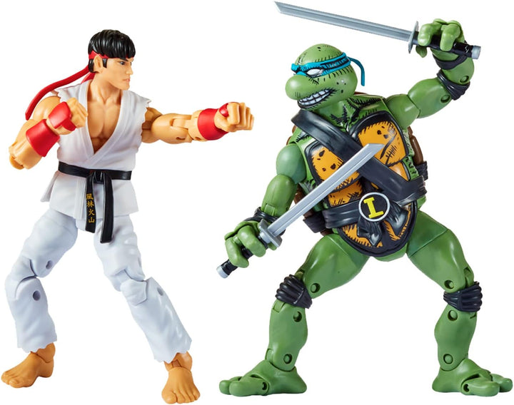 Teenage Mutant Ninja Turtles vs Street Fighter Leonardo & Ryu Figure Set