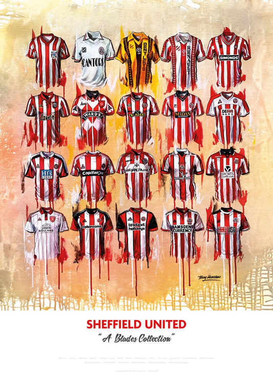 Sheffield United FC Shirts - A2 Signed Limited Edition Prints collectible from Terry Kneeshaw Art