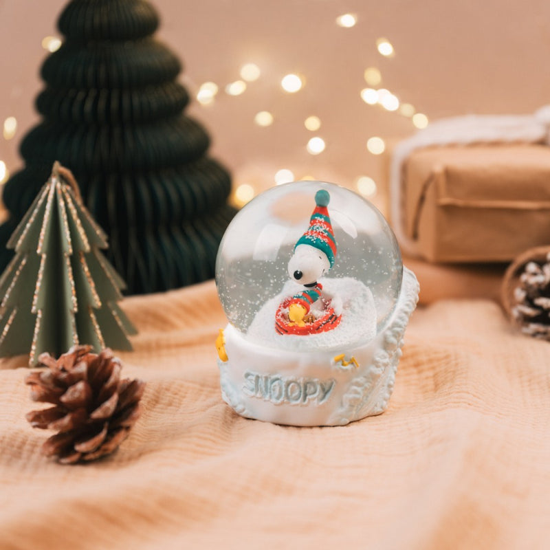 Snoopy Snow Globe Hand-Painted Resin and Glass close up detail