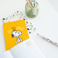 Snoopy Stationery Set with A6 Notebooks and Pencil Case close up detail