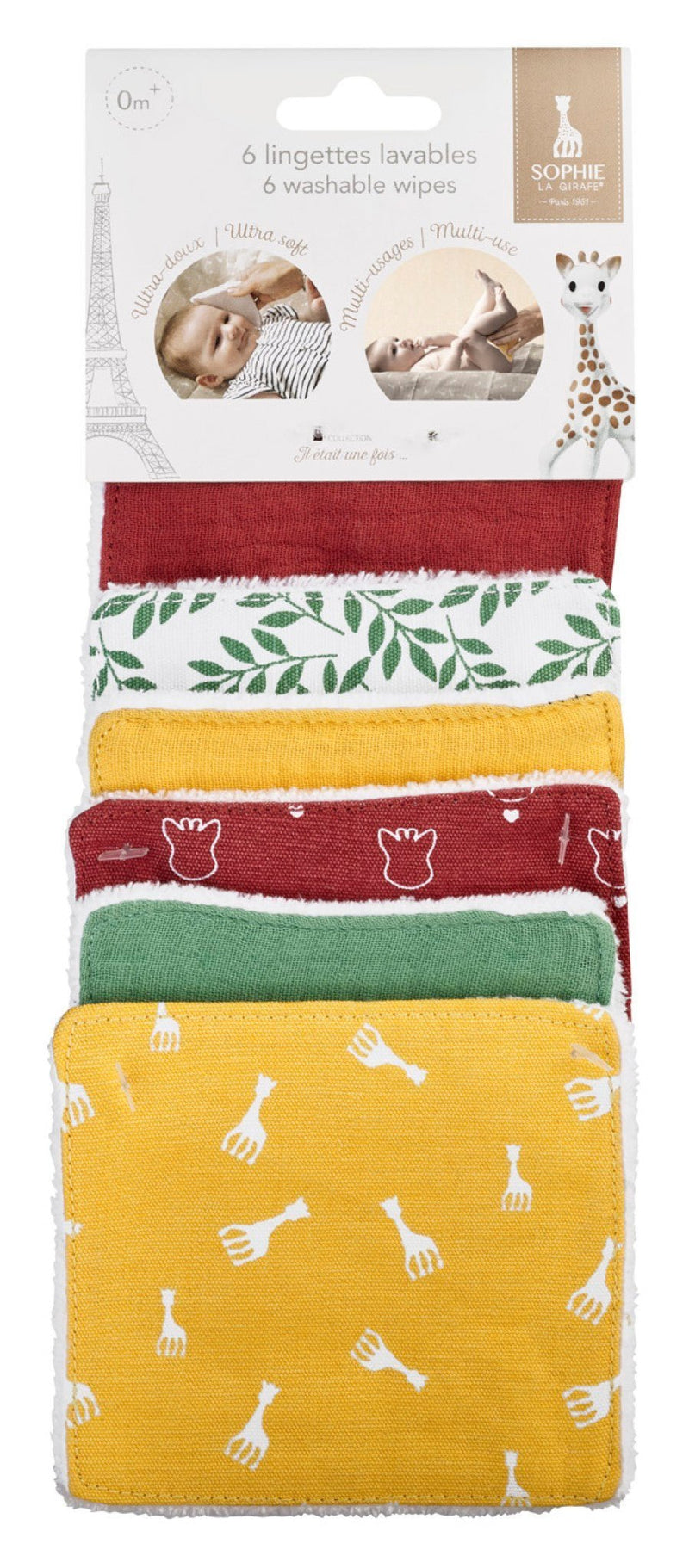 Sophie la girafe® - 6 Washable Wipes, rear view