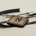 Personalised Square Wooden Key Ring - Initial and Name