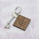 Personalised Square Wooden Key Ring - Initial decorated with leaves