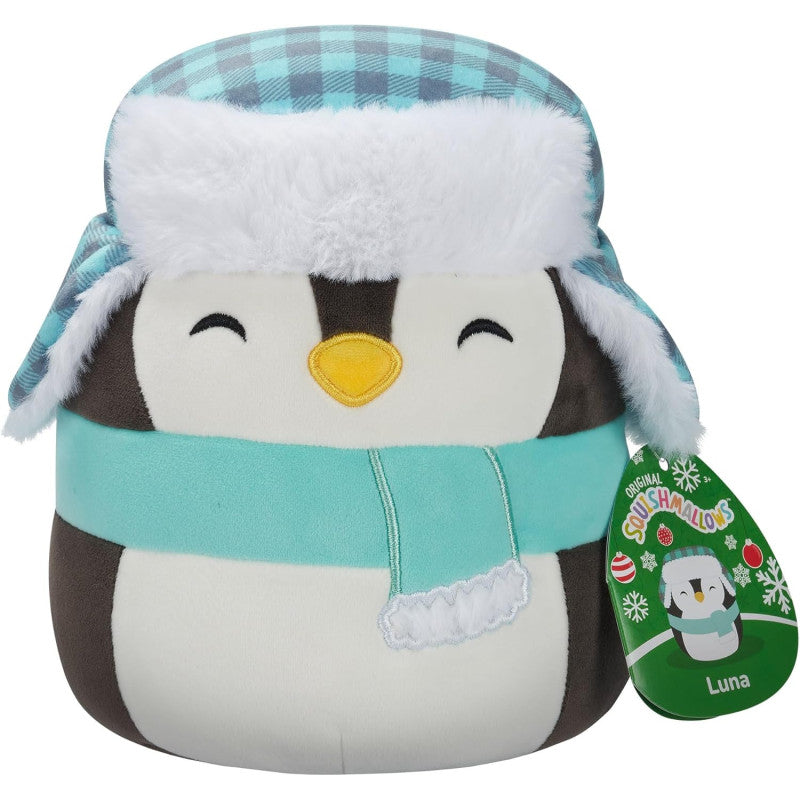 Squishmallows 7.5" Luna The Black Penguin With Hat And Scarf Holiday Plush