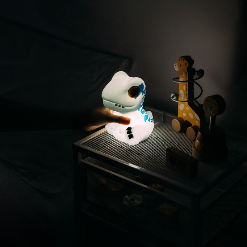 Jurassic Park Blue LED Arcade Lamp with Shelf side angle