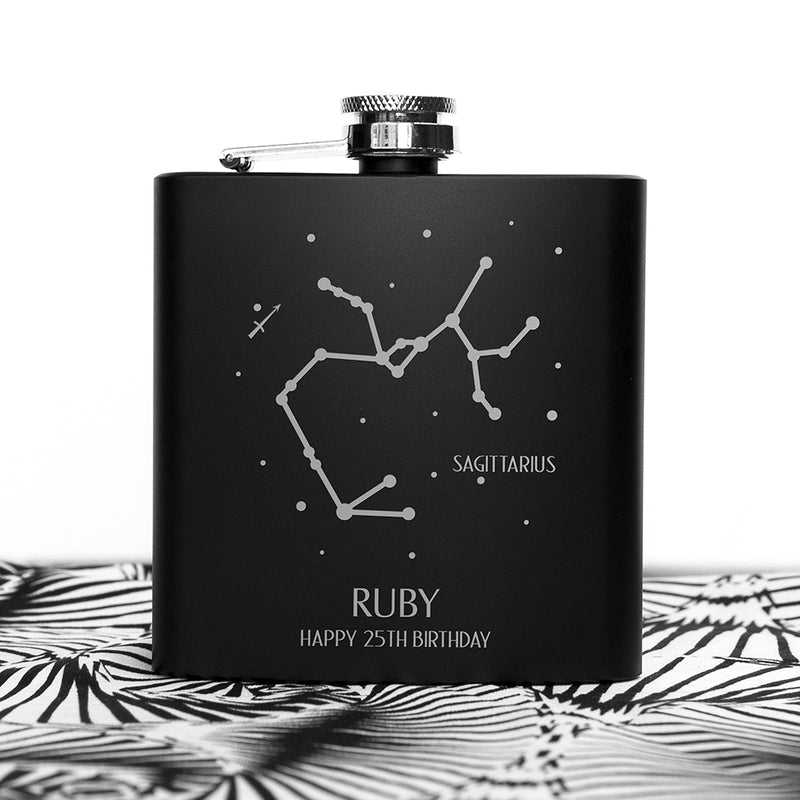 Personalised Star Constellation Matte Black Hip Flask