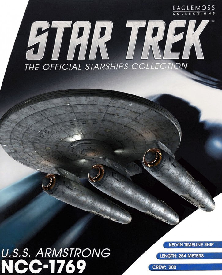 U.S.S. Armstrong NCC-1769 (Armstrong-type) Model Diecast Ship BONUS ISSUE (Eaglemoss / Star Trek), in display