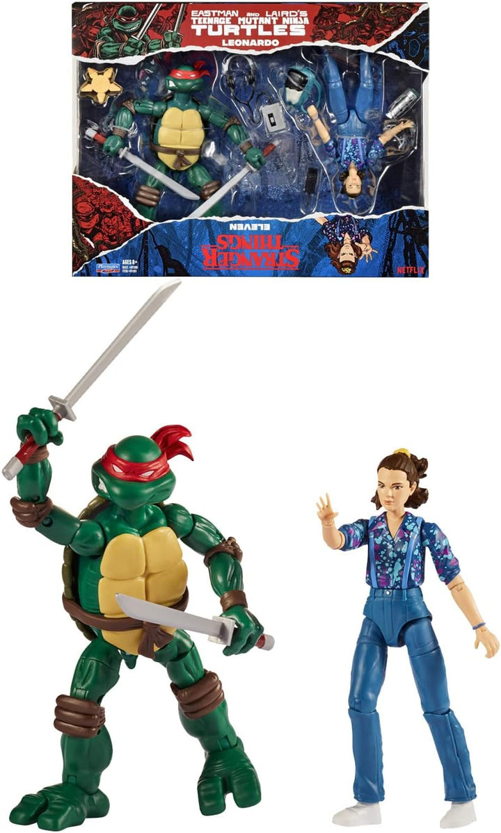 Teenage Mutant Ninja Turtles vs Stranger Things Leonardo & Eleven Figure Set