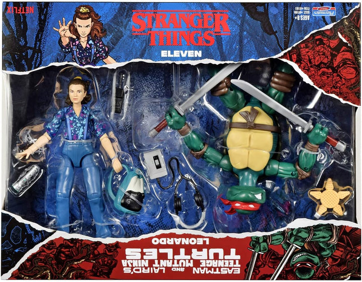 Teenage Mutant Ninja Turtles vs Stranger Things Leonardo & Eleven Figure Set