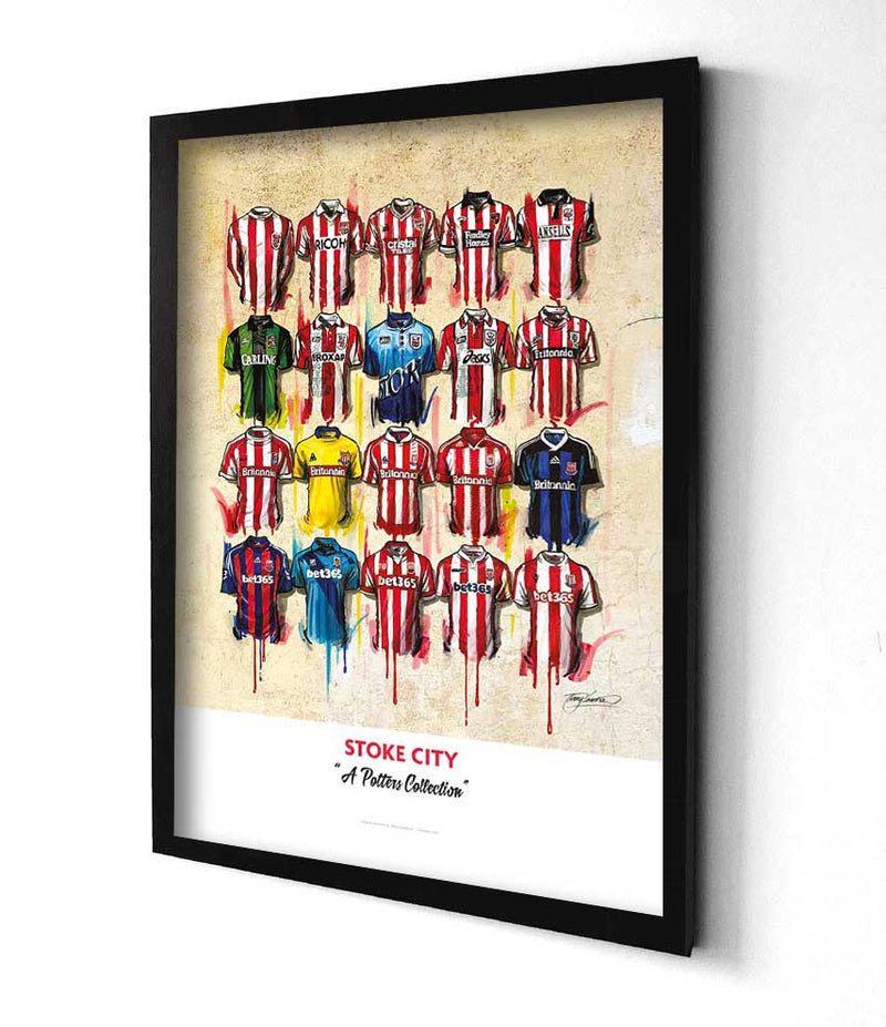 Stoke City FC Shirts - A2 Signed Limited Edition Prints, side angle